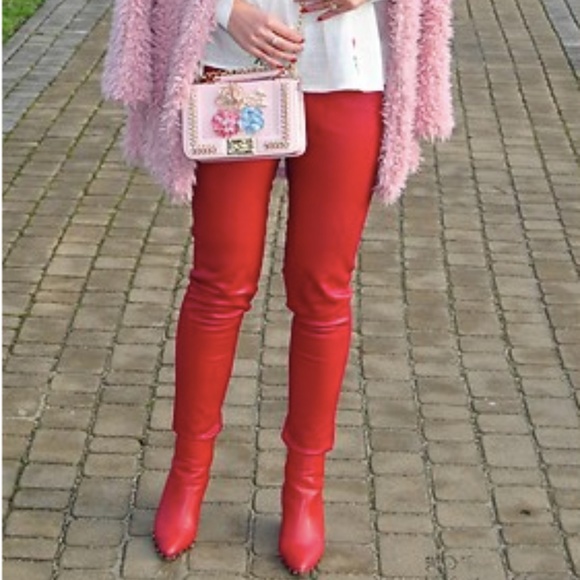 red leather pants